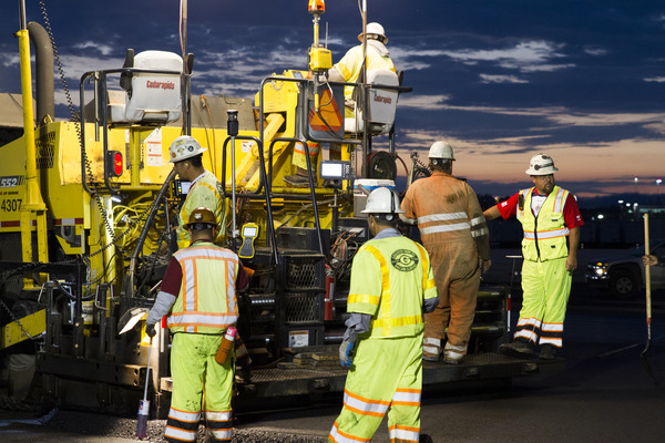 OrgMetrics Construction workers on SFO terminal