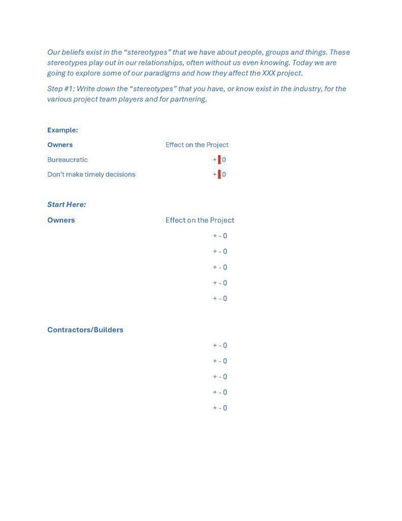 Construction Beliefs Activity Page 1