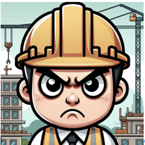 Angry person wearing a construction hat