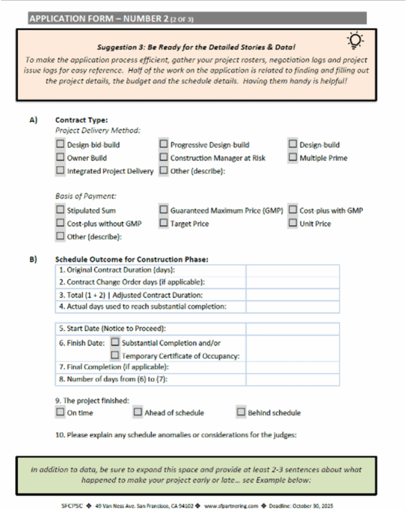 2025 SF Partnering Award Application Example - Scoring