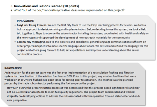 2025 SF Partnering Award Application Example - Innovation