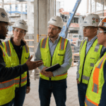 Construction crew talking and asking questions