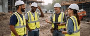 Construction crew talking - ask a question